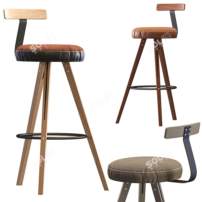 Sleek Endo Bar Stool: Modern Elegance 3D model image 1