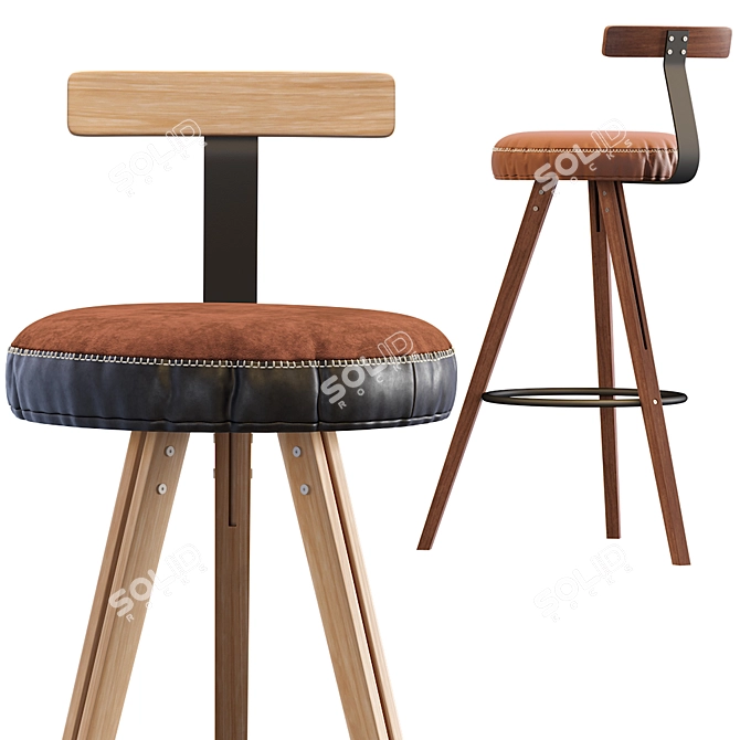 Sleek Endo Bar Stool: Modern Elegance 3D model image 2