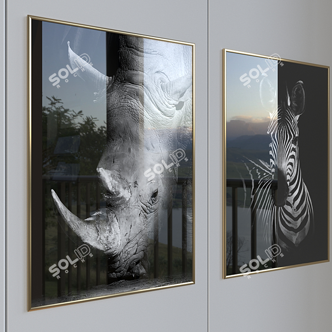Abstract Framed Canvas Print 3D model image 3