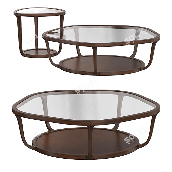 Sleek Lacquered Glass Coffee Table 3D model image 1