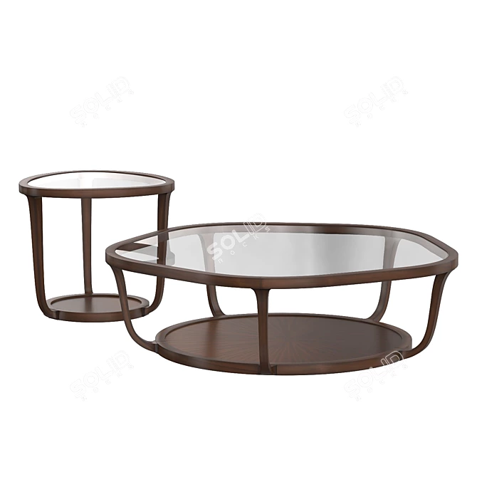 Sleek Lacquered Glass Coffee Table 3D model image 2