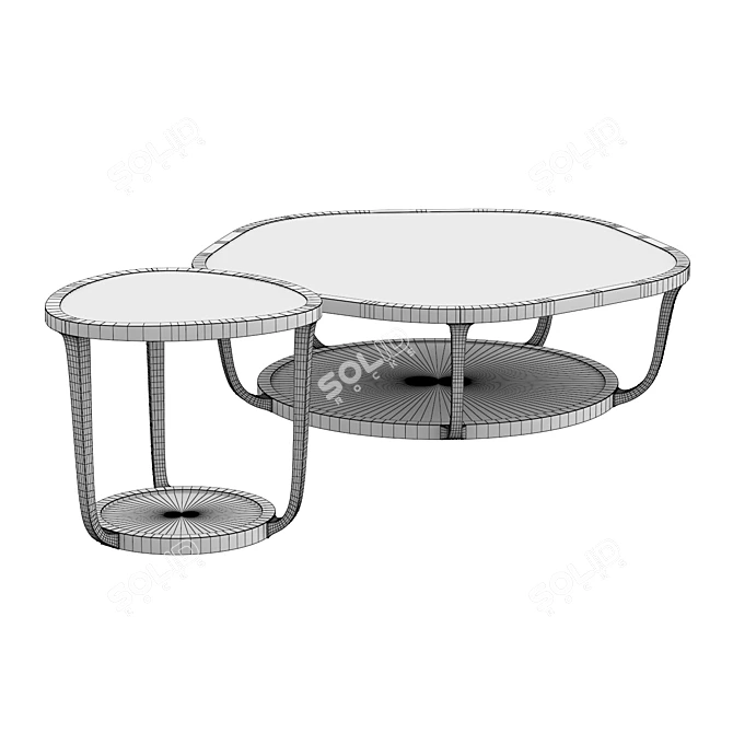 Sleek Lacquered Glass Coffee Table 3D model image 5