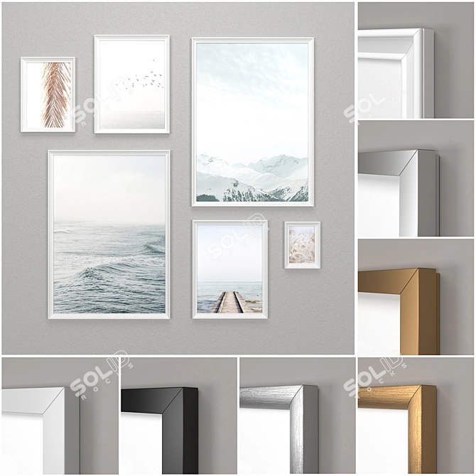 Modern IKEA Frame Set: RIBBA, SILVERHOJDEN, LOMVIKEN, KNOPPANG 3D model image 1