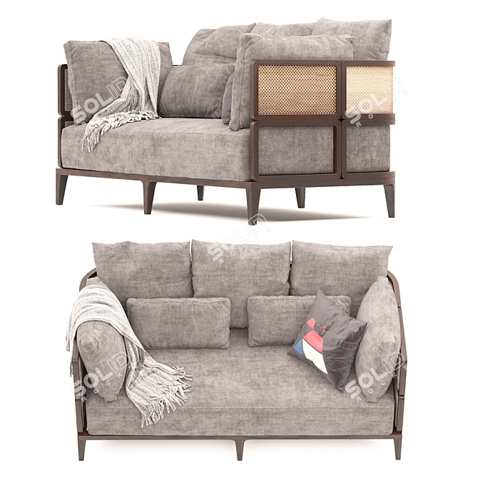 Elegant Promenada Sofa: Accurately Sized 3D model image 2