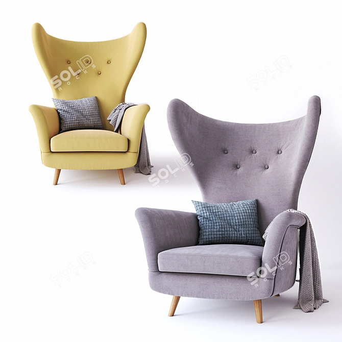 Luxurious Wing Lounge Armchair 3D model image 1