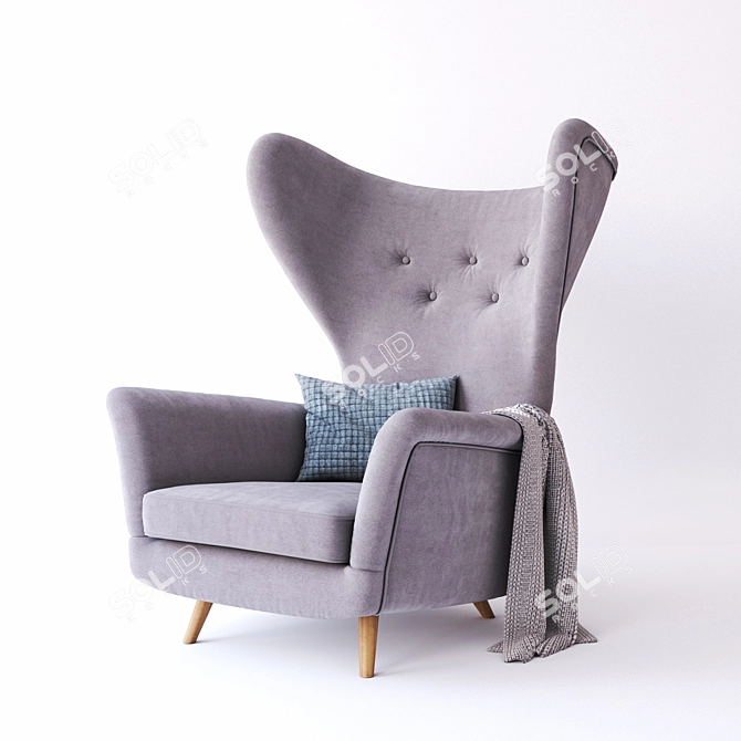 Luxurious Wing Lounge Armchair 3D model image 2