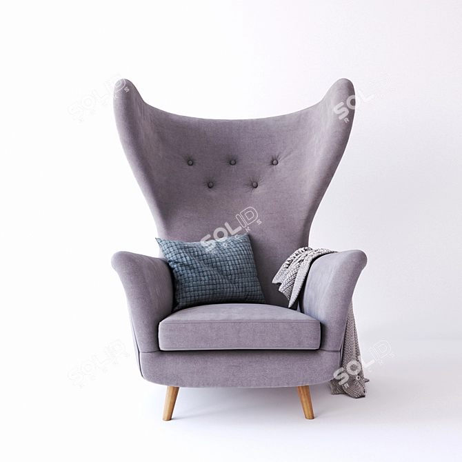 Luxurious Wing Lounge Armchair 3D model image 3