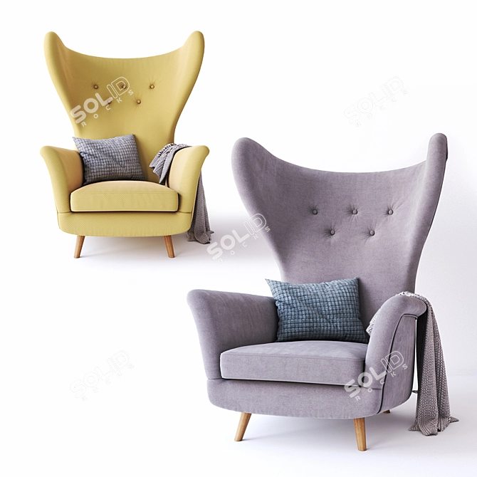 Luxurious Wing Lounge Armchair 3D model image 4