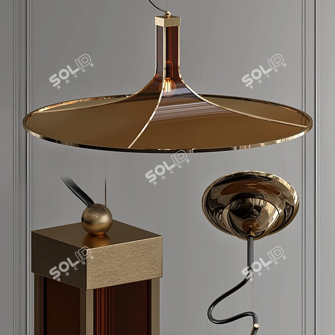 Elegant Esperia Glass Chandelier 3D model image 1