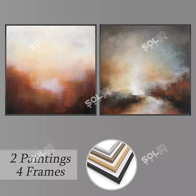 Elegant Wall Art Set with Multiple Frames 3D model image 1