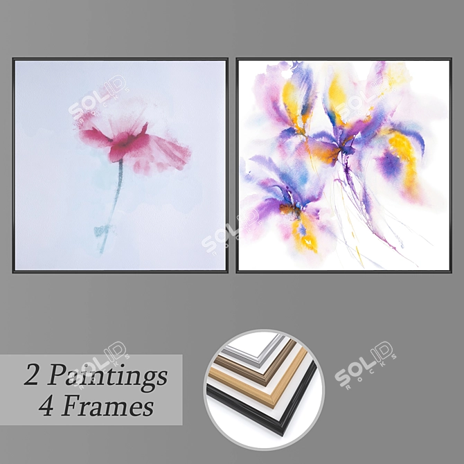 Versatile Wall Paintings Set 3D model image 1