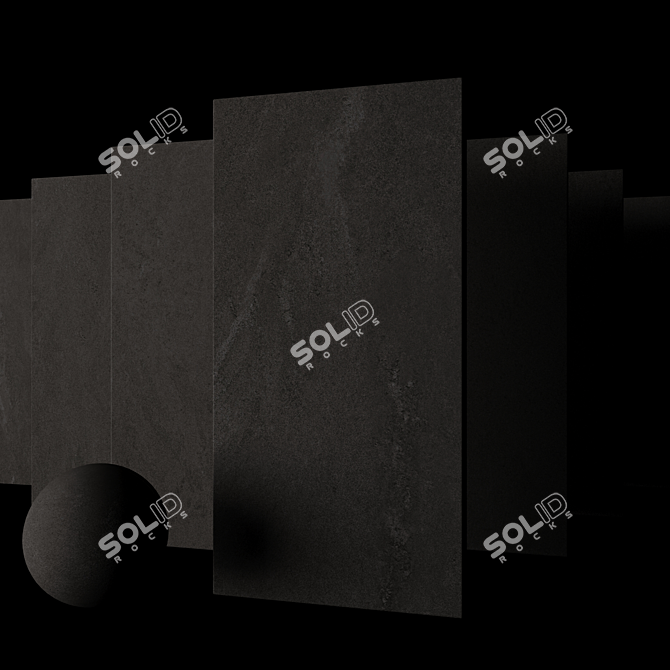 Stylish Black Stone Tile Set 3D model image 2