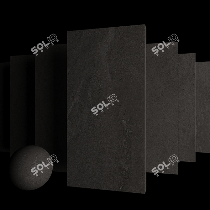 Stylish Black Stone Tile Set 3D model image 3