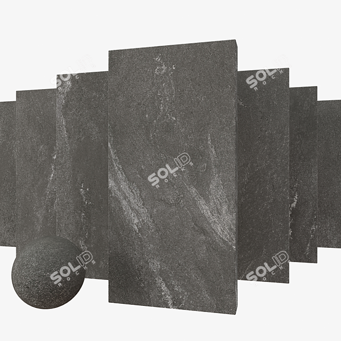 Tierra Black Stone Set Tiles 3D model image 1