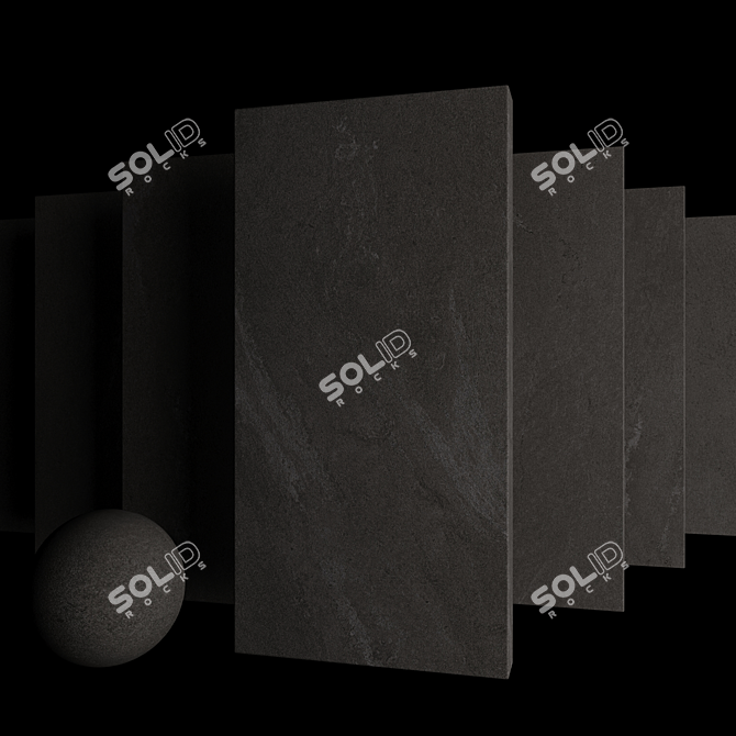 Tierra Black Stone Set Tiles 3D model image 3