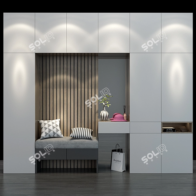 Elegant Wooden Cabinet 0179 3D model image 1