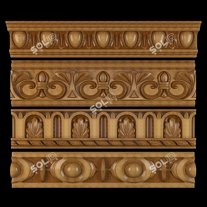 Elegant Gold and Gypsum Ornaments 3D model image 3