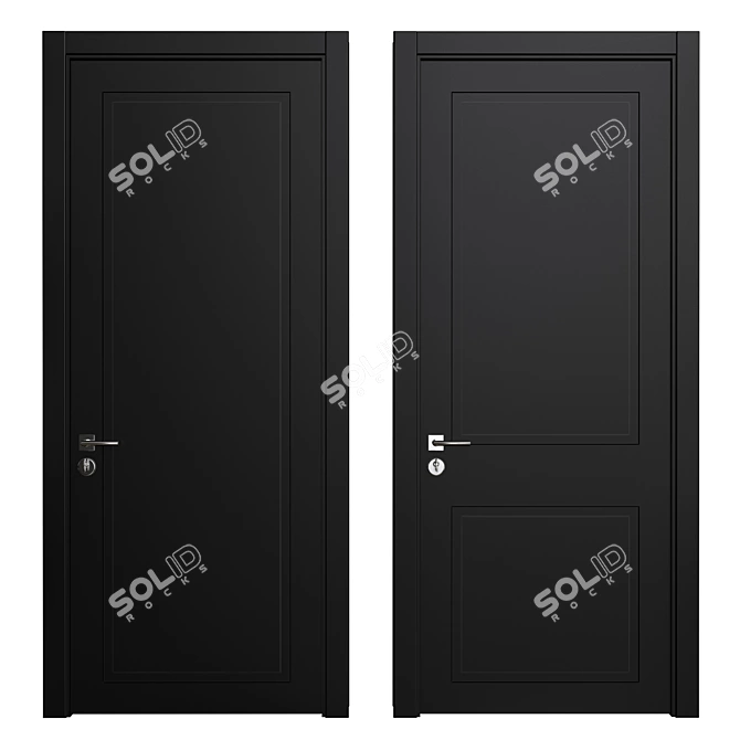 Modern Rustic Wooden Door 3D model image 1