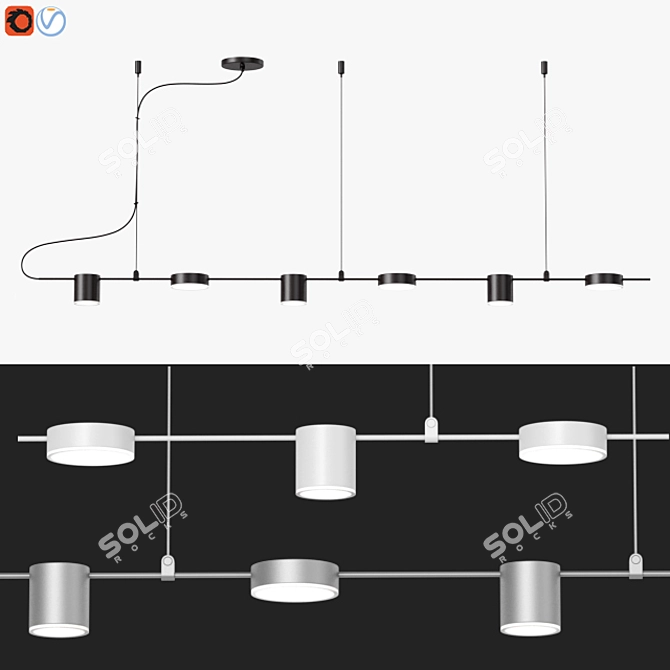 Sleek Counterpoint Linear Pendant 3D model image 1