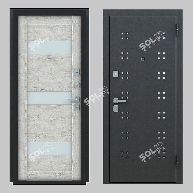 Elegant Fortezza Entry Doors 3D model image 1