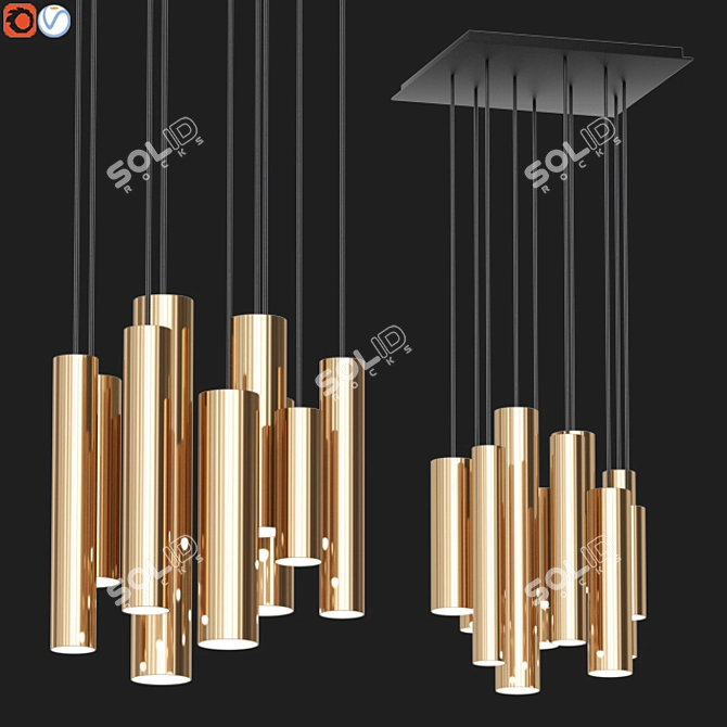 Etoile Square Pendant Light - Modern Lighting Solution 3D model image 1