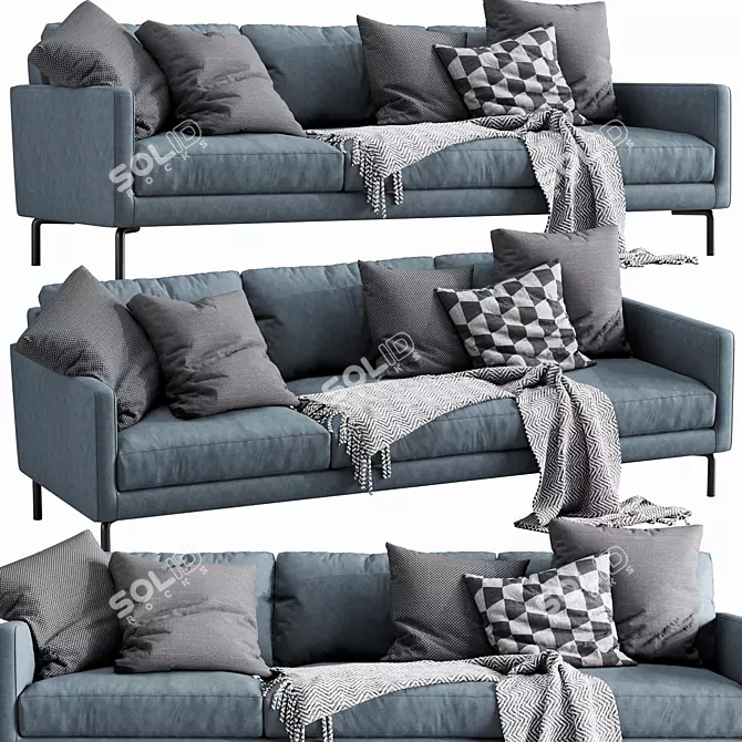 Modern Interface Luca 3 Seater Sofa 3D model image 1