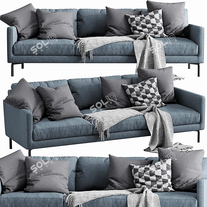 Modern Interface Luca 3 Seater Sofa 3D model image 2