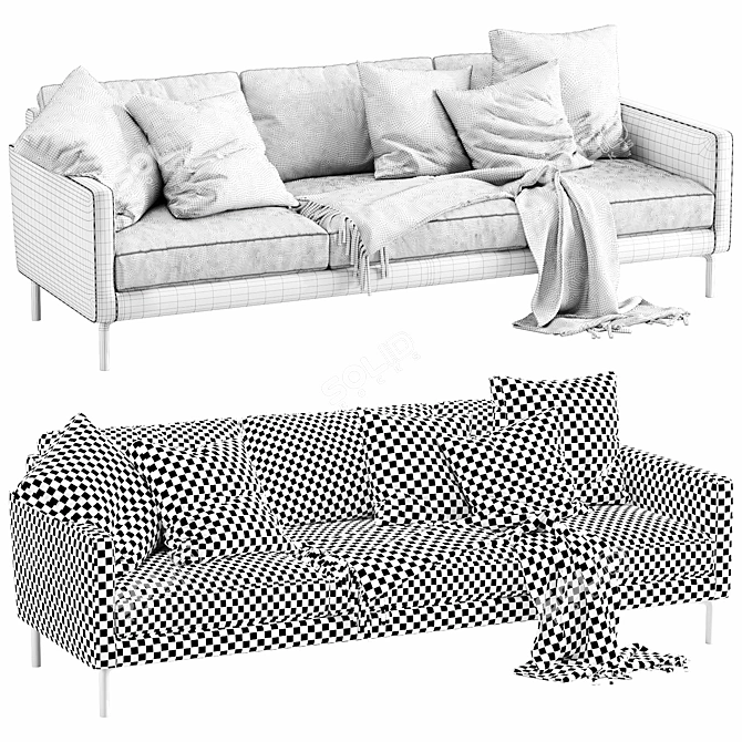 Modern Interface Luca 3 Seater Sofa 3D model image 4