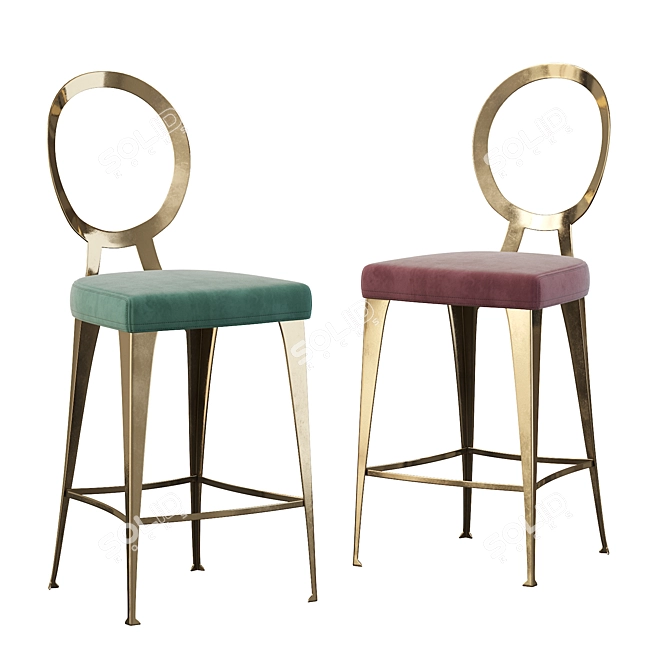 Modern Steel Barstool with Exposed Backrest 3D model image 2