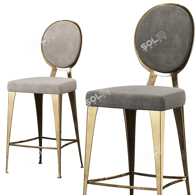 Modern Steel Barstool with Exposed Backrest 3D model image 4