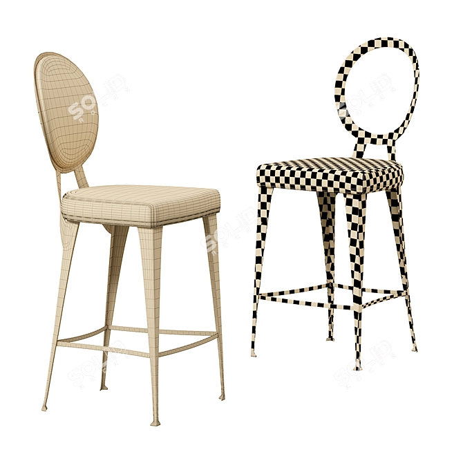 Modern Steel Barstool with Exposed Backrest 3D model image 5