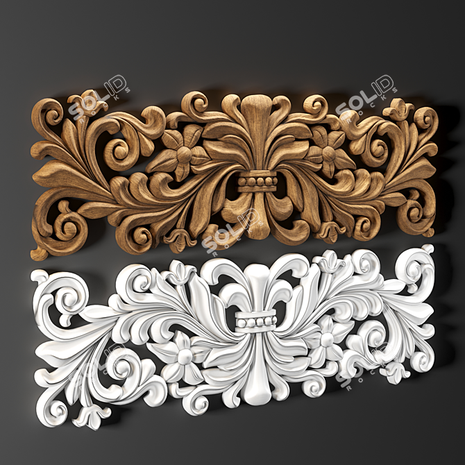 Elegant Wooden Ornament 3D model image 1