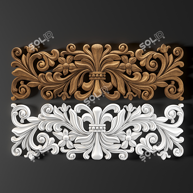 Elegant Wooden Ornament 3D model image 2