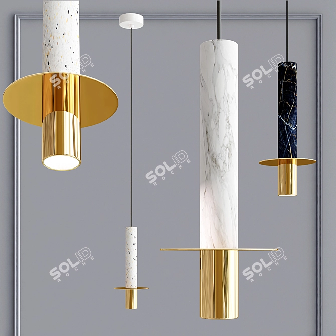Elegant Marble Pendant Lights 3D model image 3