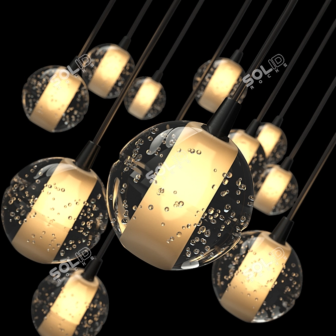 Eleven Glass Ball Suspension Chandelier 3D model image 2