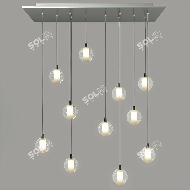 Eleven Glass Ball Suspension Chandelier 3D model image 4