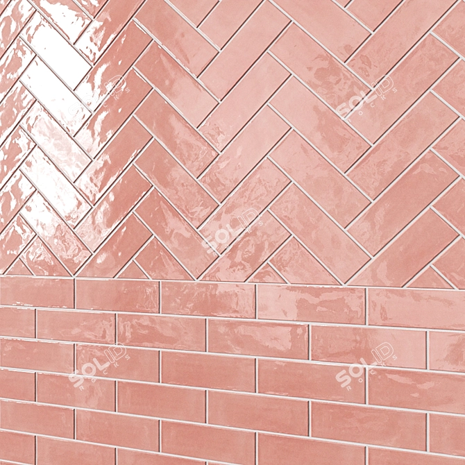 Herringbone Pattern Tiles - Various Colors 3D model image 4