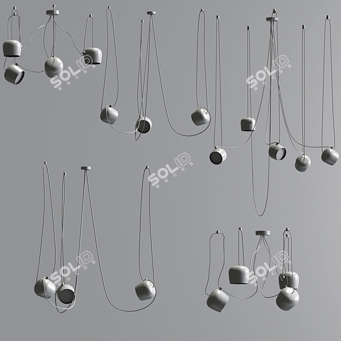 Sleek Chrome Lighting Set 3D model image 2