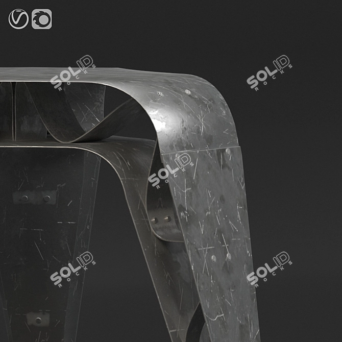 Galvanized Metal Stool: Stylish and Versatile 3D model image 2