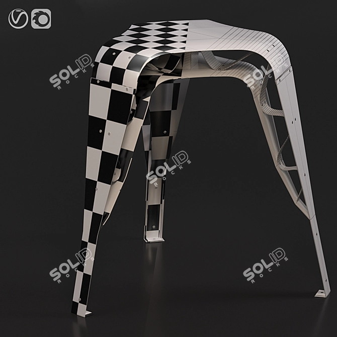 Galvanized Metal Stool: Stylish and Versatile 3D model image 4