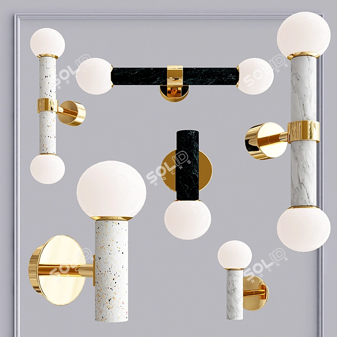 Elegant Marble Wall Sconce 3D model image 1