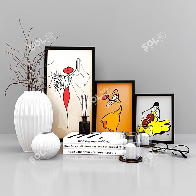 Elegant Decorative Set 3D model image 1