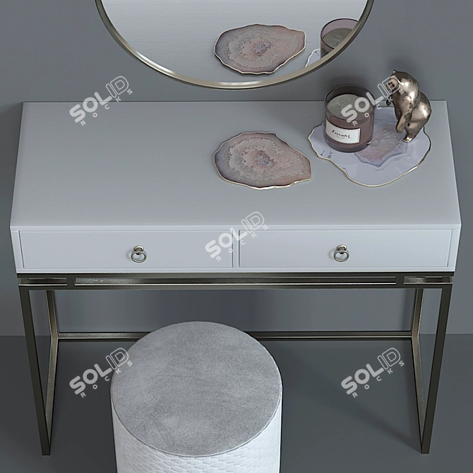 Luxury Dressing Table Set by SteelMebel 3D model image 2