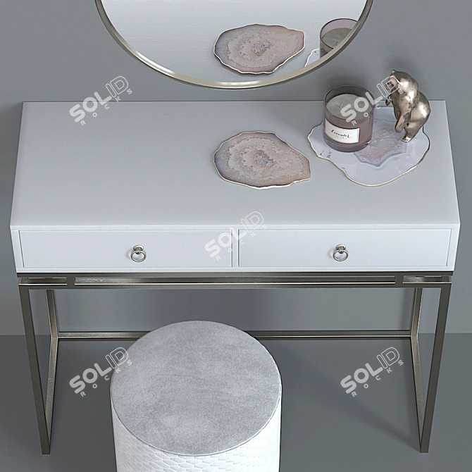 Luxury Dressing Table Set by SteelMebel 3D model image 7