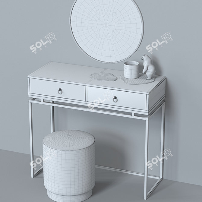 Luxury Dressing Table Set by SteelMebel 3D model image 10