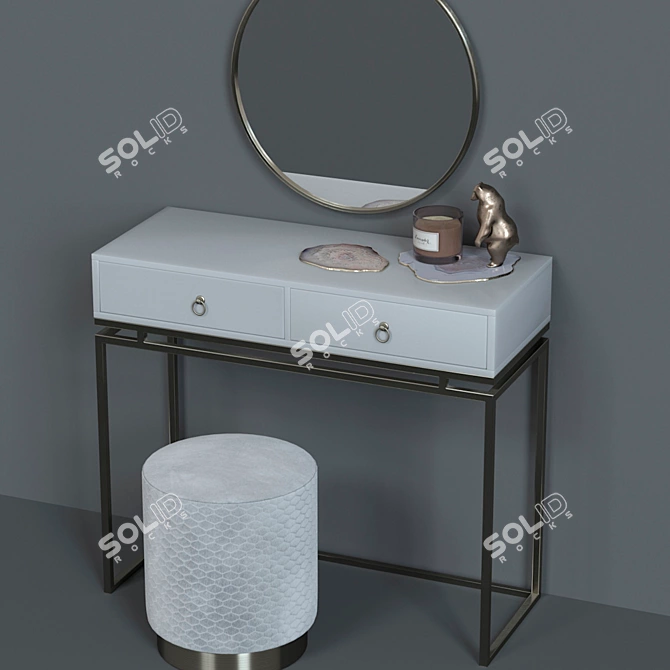 Luxury Dressing Table Set by SteelMebel 3D model image 12