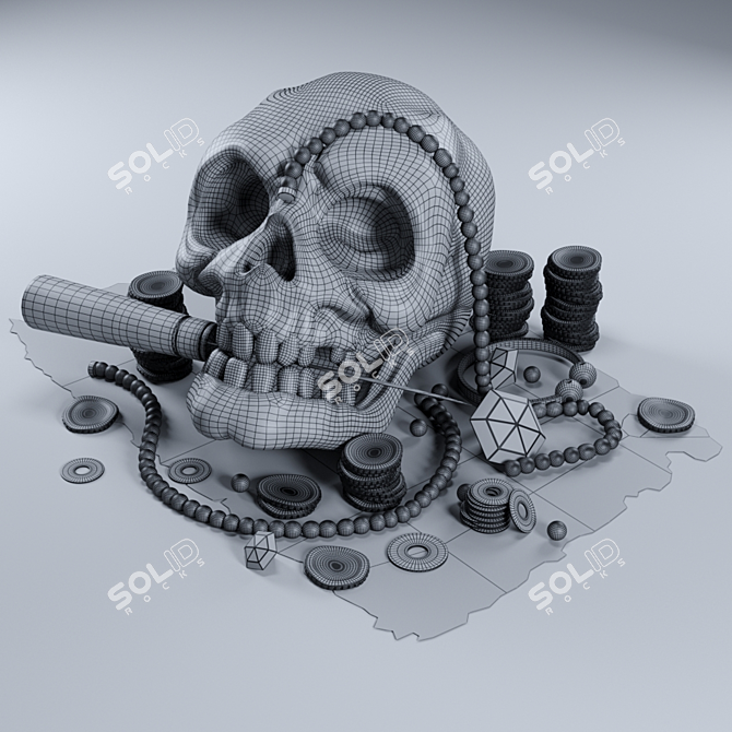 Gothic Skeleton Decorative Sculpture 3D model image 5
