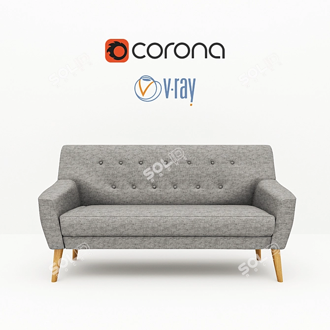 NORDIC 3 Cablo Sofa - Dark Gray 3D model image 1