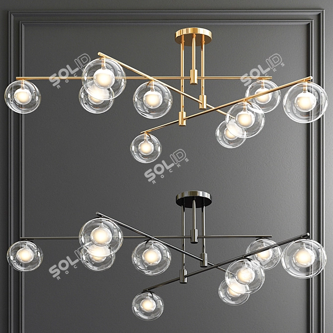 Elegant Orb Glass Chandelier 3D model image 1