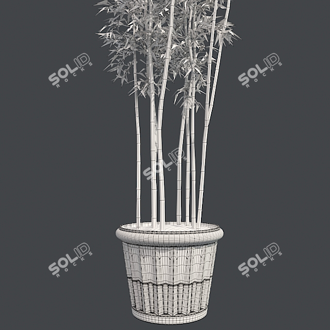 Natural Bamboo Cluster Pot | Eco-Friendly Indoor Plant Holder 3D model image 5